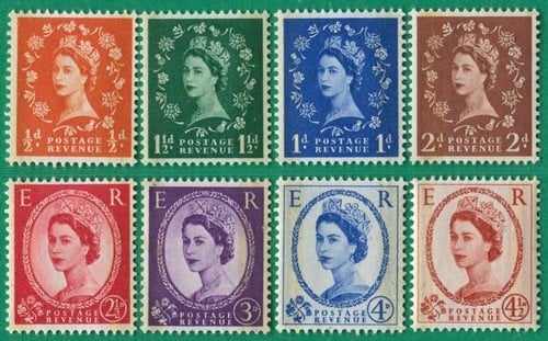 طوابع بريطانية قديمة تحمل صورة الملكز إيليزابيت - غوغل