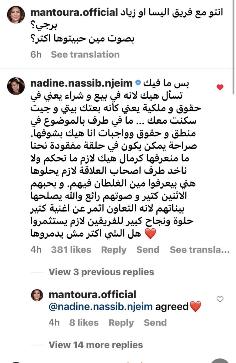 تعليق نادين نجيم الذي تسبب في هجوم زياد برجي