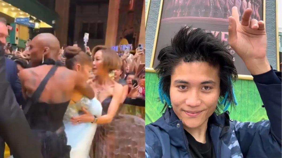 أريانا غراندي Ariana Grande - حادث السجادة الصفراء في سنغافورة - فيلم ويكيد Wicked For Good - سينثيا إيريفو Cynthia Erivo - ميشيل يو Michelle Yeoh - جيف غولدبلوم Jeff Goldblum - جونسون وين Johnson Wen - Pyjama Man - Universal Studios Singapore - اقتحام السجادة الحمراء - قلق أريانا غراندي - PTSD Ariana Grande - Katy Perry كاتي بيري - The Weeknd ذا ويكند - هجوم مانشستر Ariana Grande Manchester - Ariana Grande anxiety