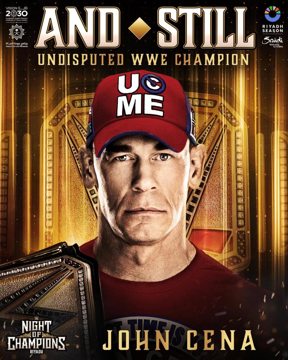 جون سينا - John Cena - سي أم بانك - CM Punk - WWE - ليلة الأبطال - Night of Champions 2025 - الرياض - Riyadh - المملكة العربية السعودية - Kingdom Arena - سيث رولينز - Seth Rollins - برون بريكر - Bron Breakker - برونسون ريد - Bronson Reed - سامي زين - Sami Zayn - بنتا - Penta - إليانا - Elyanna - Ganeni - تركي آل الشيخ - Turki Al AlShikh - أغنية WWE الرسمية - WWE Theme Song - عرض WWE في السعودية - جون سينا ضد بانك - WrestleMania 41 - كودي رودز - Cody Rhodes - المواجهة بين الأساطير - WWE في الرياض - جمهور WWE السعودي