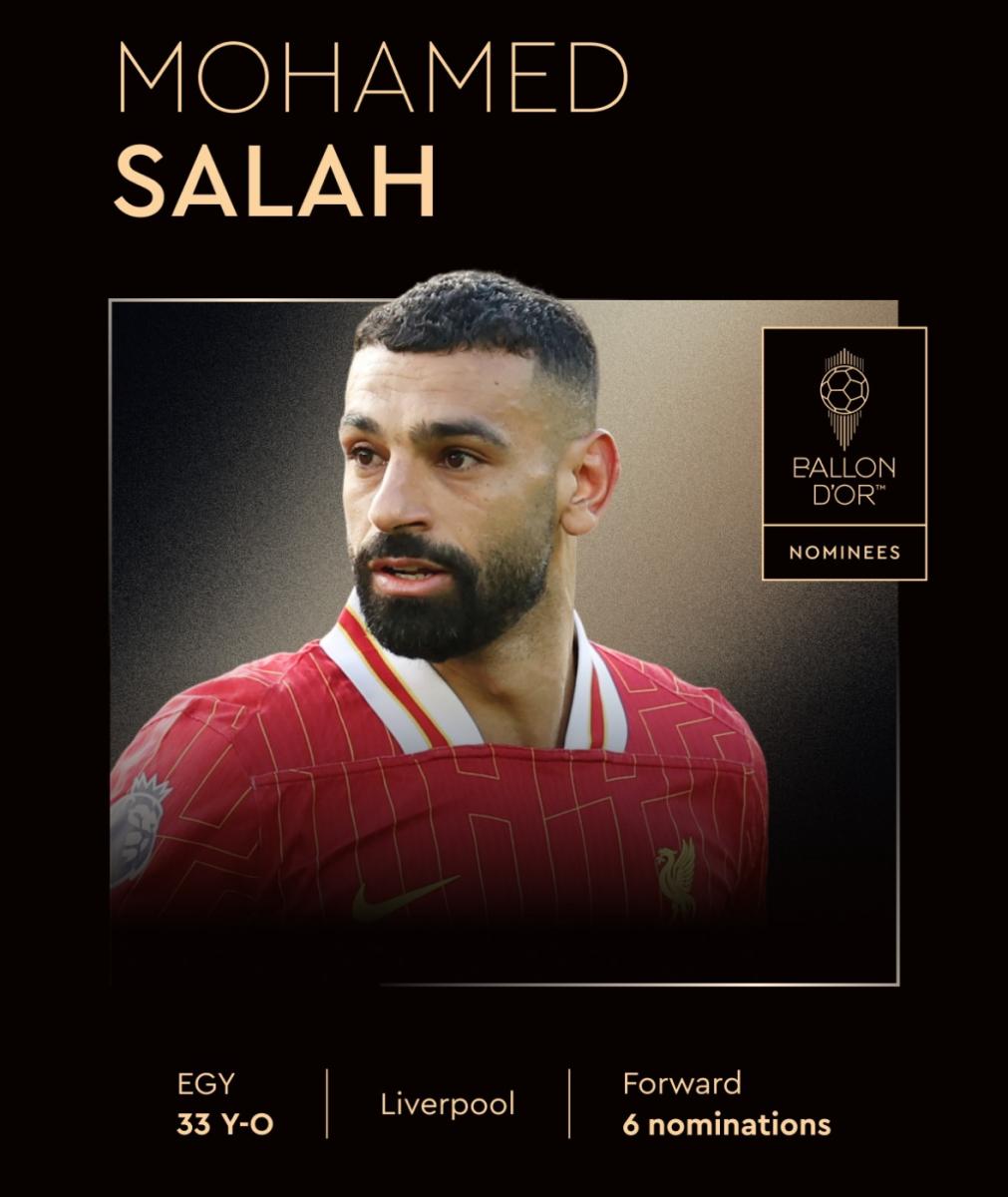 محمد صلاح ضمن قائمة مرشحي الكرة الذهبية لعام 2025 : موسم ذهبي مع ليفربول 