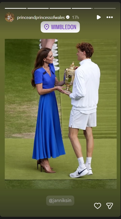 نهائي ويمبلدون 2025 - كارلوس ألكاراز Carlos Alcaraz - يانيك سينر Jannik Sinner - كاثرين أميرة ويلز Catherine Princess of Wales - إيغا شفيونتيك Iga Swiatek - أماندا أنيسيموفا Amanda Anisimova - نيكول كيدمان Nicole Kidman - ماثيو ماكونهي Matthew McConaughey - بول ميسكال Paul Mescal - كيرا نايتلي Keira Knightley - آنا وينتور Anna Wintour - أندريه أغاسي Andre Agassi - ستان سميث Stan Smith - ستيفان إدبرغ Stefan Edberg - ليتون هيويت Lleyton Hewitt - كريس إيفرت Chris Evert - يان كوديش Jan Kodes - آرثر آش Arthur Ashe - العائلة الملكية البريطانية British Royal Family - Wimbledon 2025 Centre Court - All England Club - نجوم هوليوود في ويمبلدون - فاشن ويمبلدون 2025 - حضور المشاهير في ويمبلدون