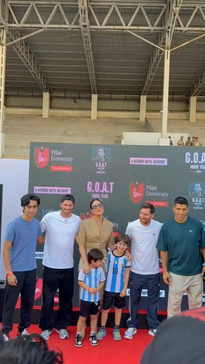 ليونيل ميسي Lionel Messi - جولة GOAT India Tour 2025 - ميسي في مومباي - ملعب وانخيدي Wankhede Stadium - نجوم بوليوود Messi Bollywood - ساتشين تيندولكار Sachin Tendulkar - كارينا كابور خان Kareena Kapoor Khan - الأرجنتين FIFA World Cup 2022