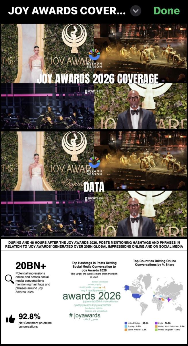 Joy Awards 2026 - جوي أووردز 2026 - تركي آل الشيخ - موسم الرياض - 20 مليار انطباع - السوشيال ميديا - التصويت الجماهيري - تطبيق Joy Awards - حفل جوائز الترفيه