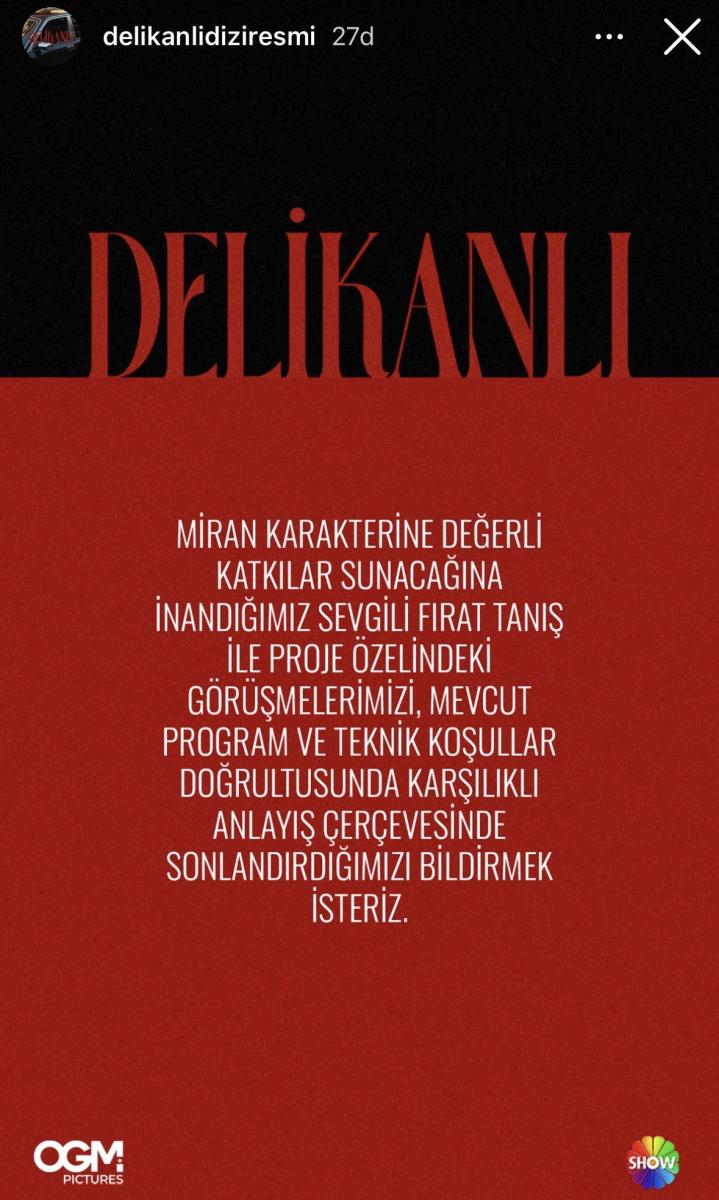 بيان رسمي من شركة OGM Pictures يوضح إنهاء التعاون مع فرات تانش