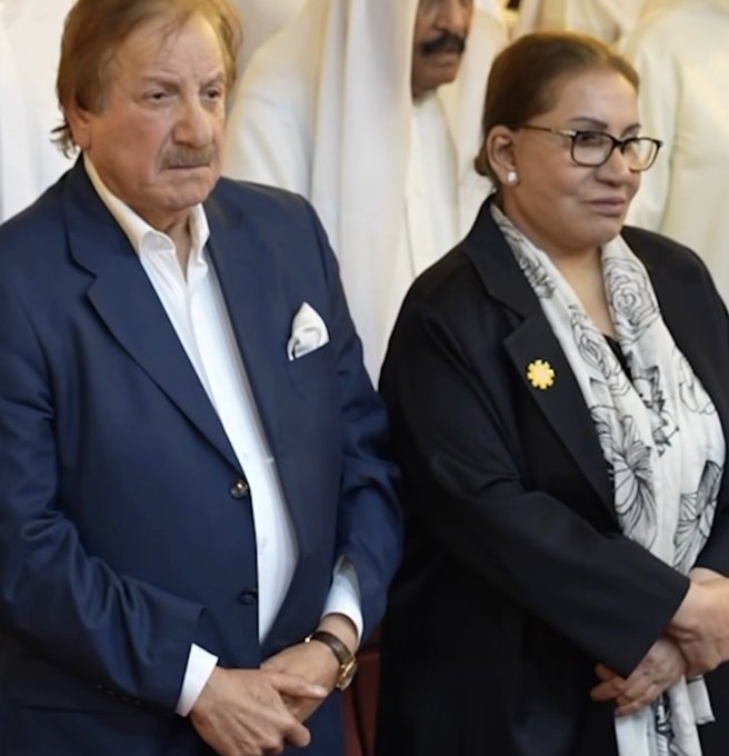 محمد المنصور و سعاد عبدالله من مراسم تأبين حيااة الفهد بالكويت