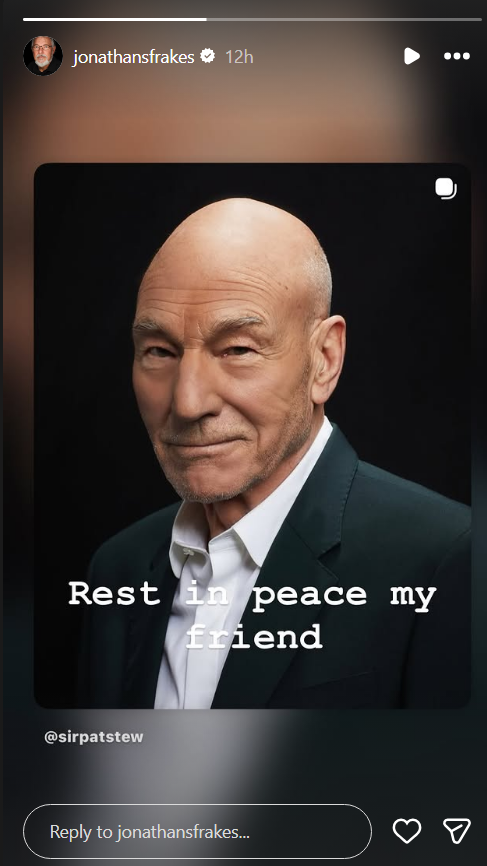 وفاة باتريك ستيوارت، باتريك ستيوارت، Patrick Stewart، نجوم هوليوود ينعون باتريك ستيوارت، هيو جاكمان، إيان ماكيلين، ويليام شاتنر، ستار تريك، إكس مين، رحيل باتريك ستيوارت.