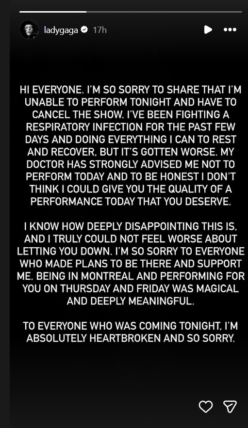 ليدي غاغا Lady Gaga - إلغاء حفل ليدي غاغا - Lady Gaga Montreal concert cancelled - مونتريال Montreal - Bell Centre - Mayhem Ball Tour - جولة ليدي غاغا 2026 - أخبار ليدي غاغا - Lady Gaga health update - إصابة ليدي غاغا بعدوى تنفسية - حفلات Lady Gaga 2026 - Madison Square Garden New York - Saint Paul Minnesota - Kaseya Center Miami - ألبوم Mayhem Lady Gaga