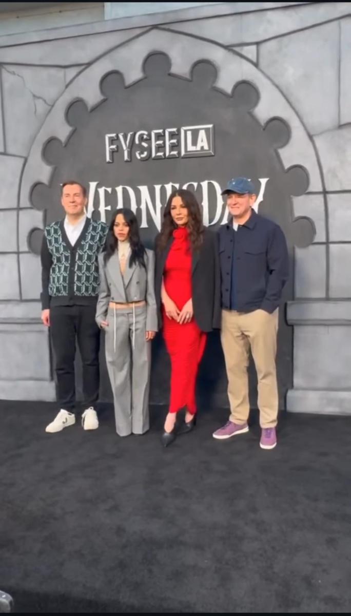 جينا أورتيغا - Jenna Ortega - كاثرين زيتا جونز - Catherine Zeta-Jones - Wednesday Netflix - Wednesday season 2 - ليدي غاغا - Lady Gaga - Emmy Awards - Netflix series - Wednesday cast - Hollywood Forever Cemetery - Luis Guzmán - Morticia Addams - Gomez Addams - Wednesday Addams - مسلسل Wednesday - أخبار هوليوود - مسلسلات Netflix - موسم الجوائز - Netflix Emmy FYSEE Event - Jenna Ortega producer - Wednesday season two - Lady Gaga Dead Dance - كواليس Wednesday - نجوم هوليوود - Catherine Zeta-Jones Zorro