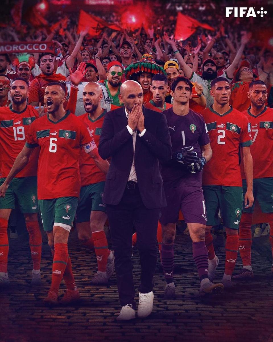 صورة منتخب المغرب على صفحات الفيفا الرسمية وتهنئة بالإنجاز - تويتر وفايسبوك