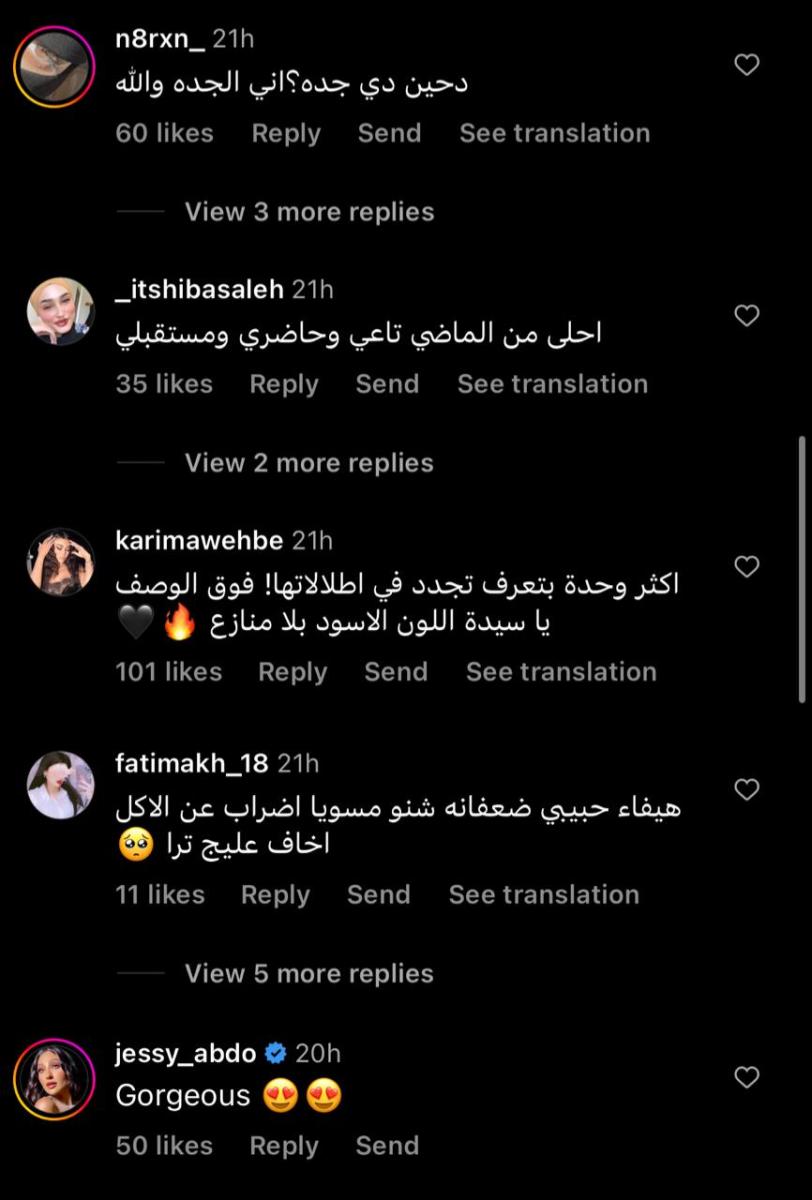 تعليقات المعجبين على صور هيفاء وهبي على إنستغرام
