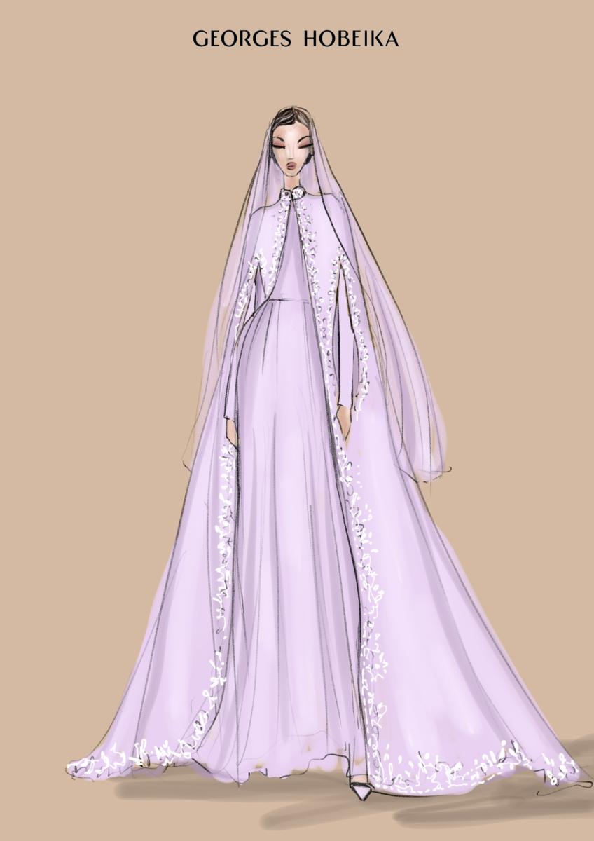 تصميم جورج حبيقة لوالدة الأميرة رجوة خلال زفافها من الأمير الحسين