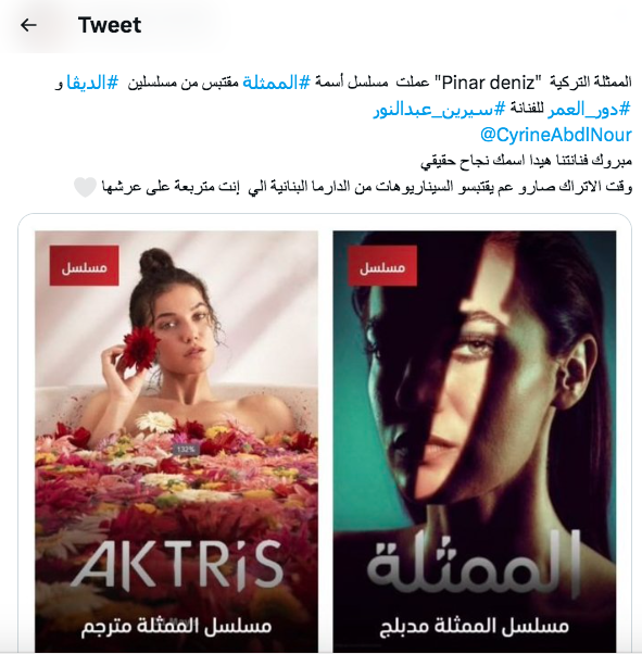 مسلسل الممثلة AKTRİS – الديفا سيرين عبد النور - ردود الأفعال