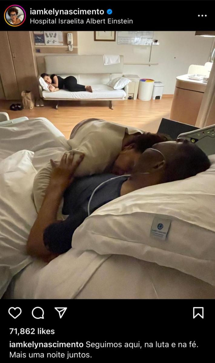 إبنة بيليه كيلي ناسيمنتو تعانق والدها المريض في المستشفى - إنستغرام