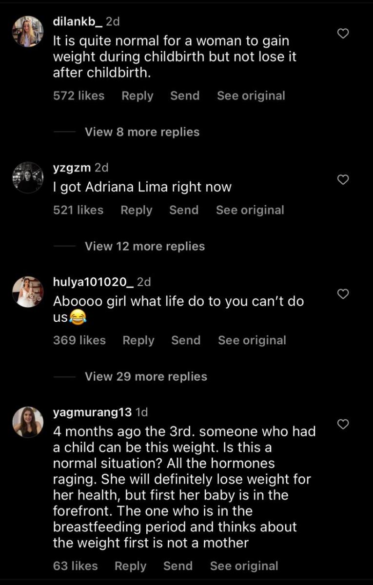 بعض التعليقات على زيادة وزن أدريانا ليما - إنستغرام