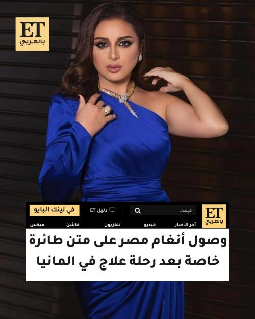 وصول أنغام مصر على متن طائرة خاصة بعد رحلة علاج في المانيا