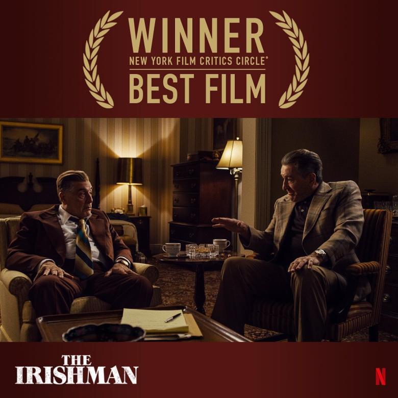 The Irishman أفضل فيلم لعام 2019 في New York Film Critics Circle -انستغرام @theirishmanmovie