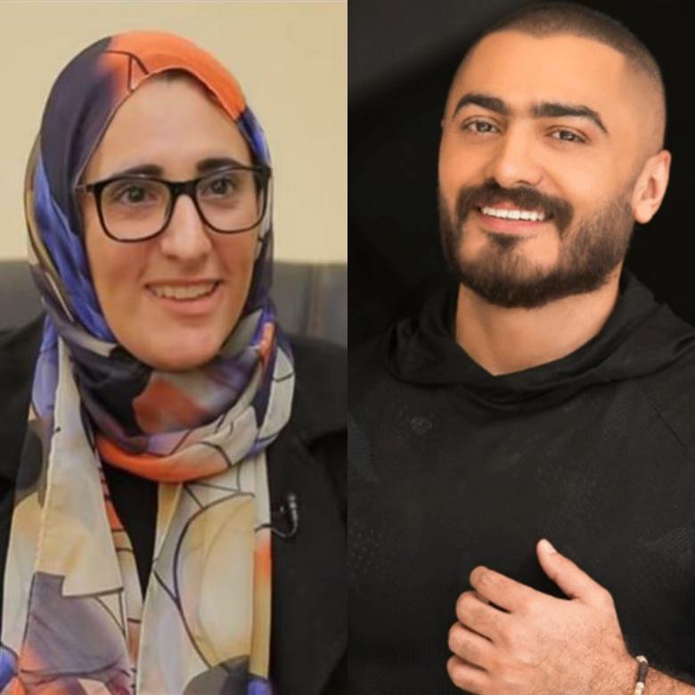 تامر حسيني والمخرجة سارة وفيق