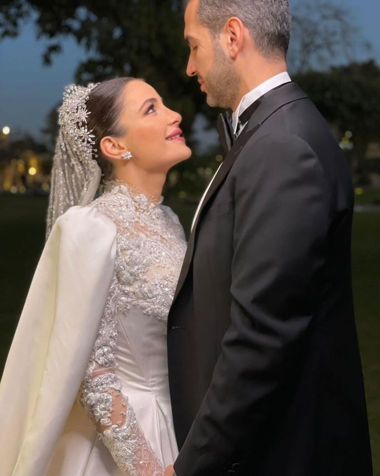 شام الذهبي وزوجها أحمد هلال - صورة من حساب Egyptian Weddings على إنستغرام