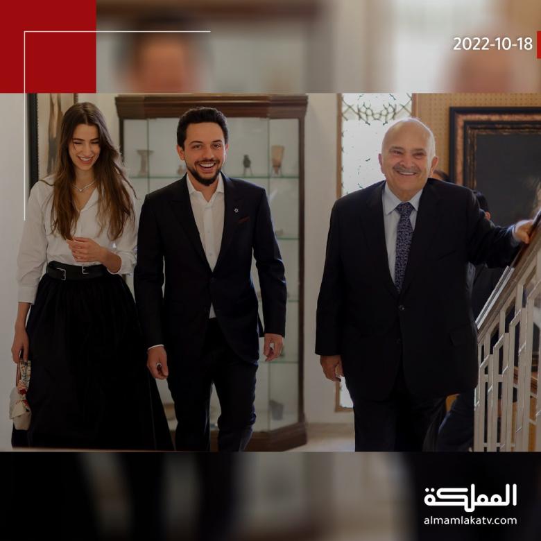 الأمير الحسين بن عبدالله الثاني وخطيبته رجوة والأمير الحسن - صورة من تويتر