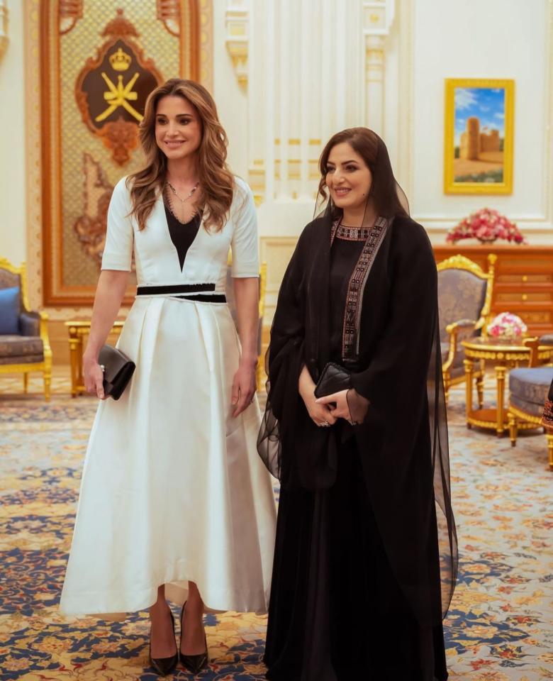 الملكة رانيا تلتقي السيدة عهد بنت عبدالله البوسعيدية 