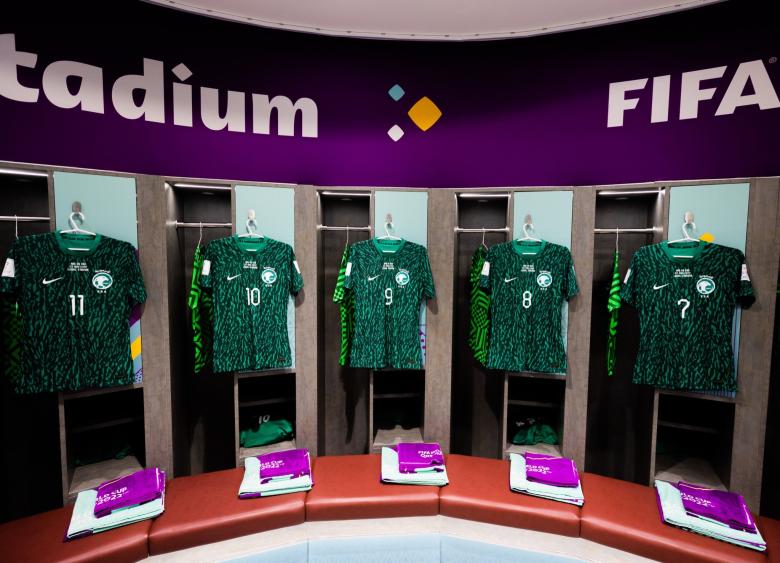 غرفة ملابس المنتخب السعودي قبل المباراة مع الأرجنتين