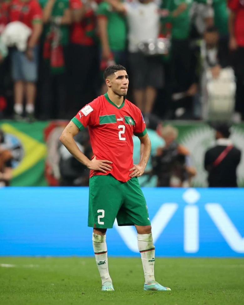 أشرف حكيمي بعد انتهاء مباراة المغرب وفرنسا - تويتر
