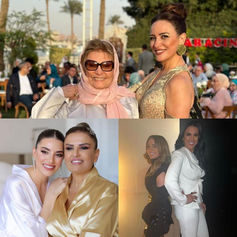 ريهام عبد الغفور مع والدتها، رنا رئيس وأمها وسينتيا صموئيل ووالدتها- الصور من انستقرام النجمات