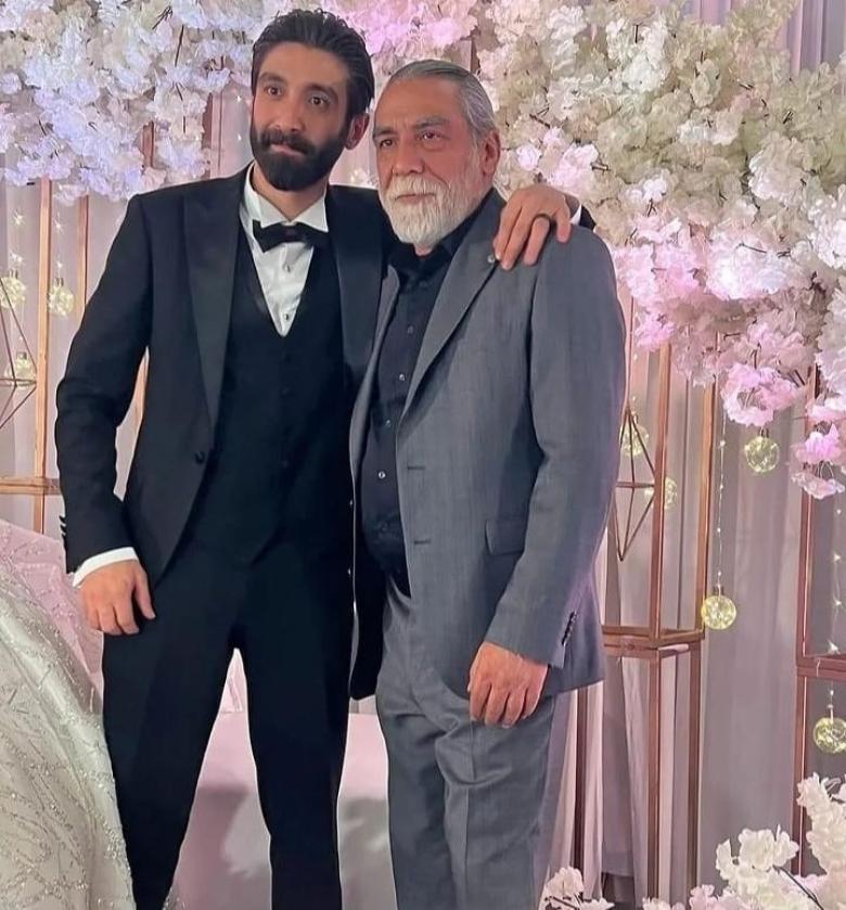 أيمن رضا مع ابنه العريس - صورة من انستقرام