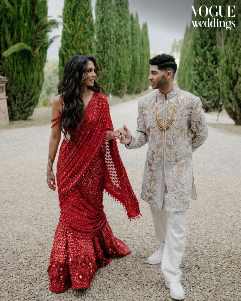 مينا مسعود و عروسه إميلي شاه - صورة من حساب مجلة VOGUE India