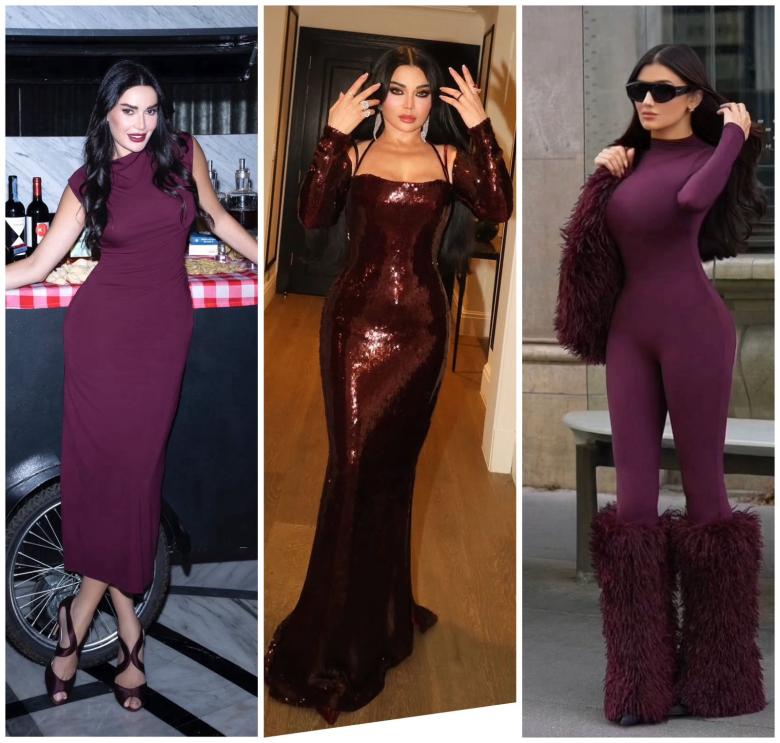 النجمات باللون البورغندي: سيرين عبد النور وهيفا وهبي ...