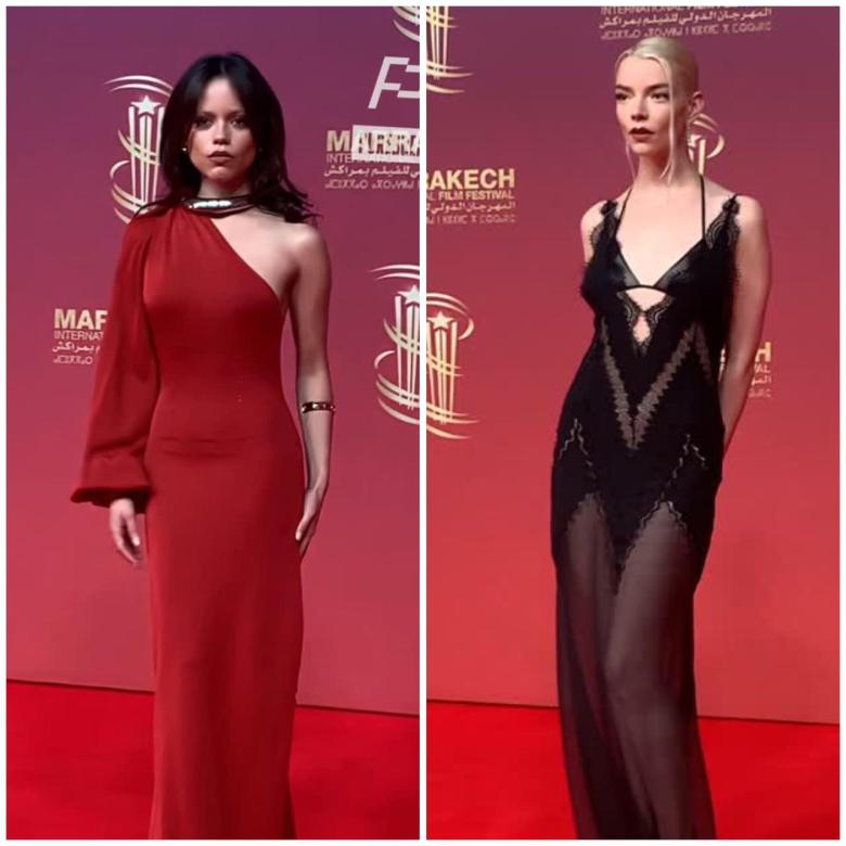 جينا أورتيغا وآنا تايلور-جوي تتألقان بإطلالات لافتة في مهرجان مراكش