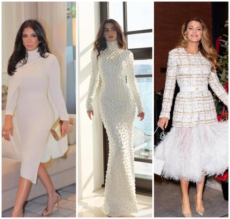 منى زكي وبلايك لايفلي وغيرهن.. بالأبيض في موسم الاحتفالات 