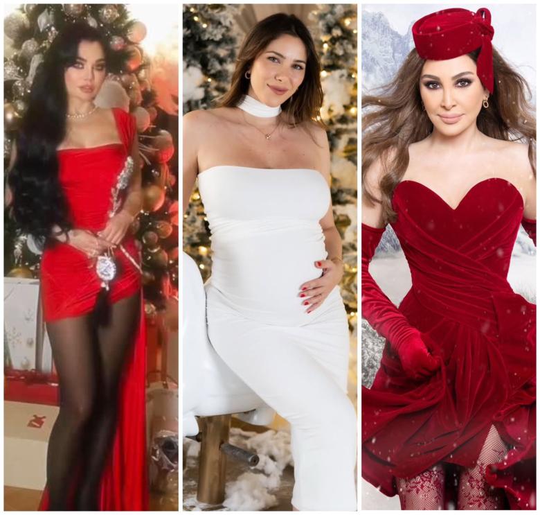إطلالات النجمات في ليلة الميلاد بين الأحمر والأبيض والأسود - الصور من انستغرام النجمات 