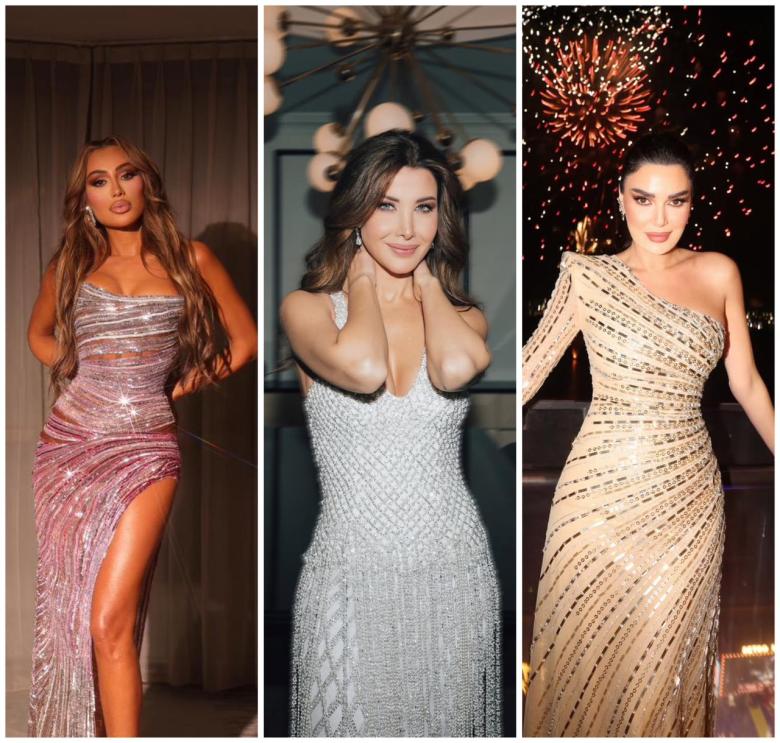فساتين وأطقم لافتة للنجمات العربيات في ليلة رأس السنة