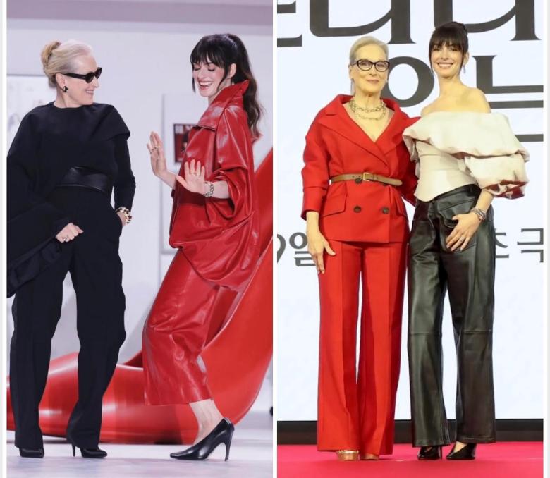 أناقة لافتة تجمع آن هاثاواي وميريل ستريب في سيول