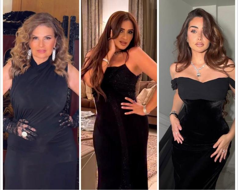 أناقة سوداء تسيطر على نجمات زفاف عهد السعدي