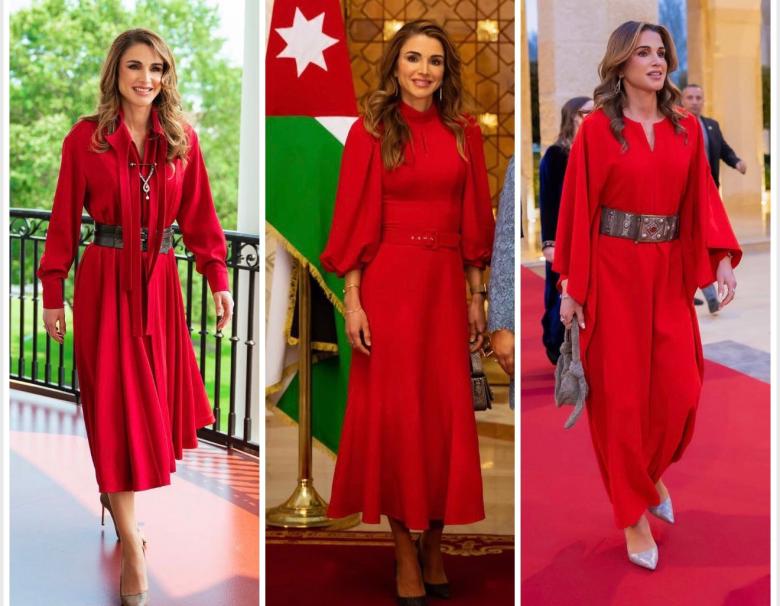 الملكة رانيا والأحمر… لون يعكس القوة والأناقة