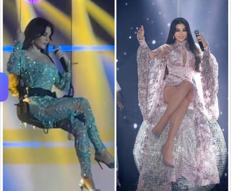 هيفاء وهبي ببلايسوت لامع وجمبسوت كوتور بتوقيع لبناني