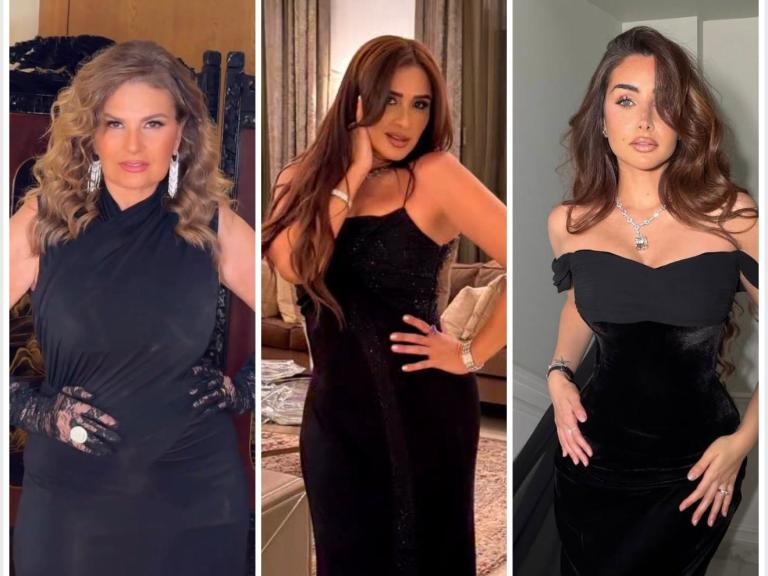 أناقة سوداء تسيطر على نجمات زفاف عهد السعدي