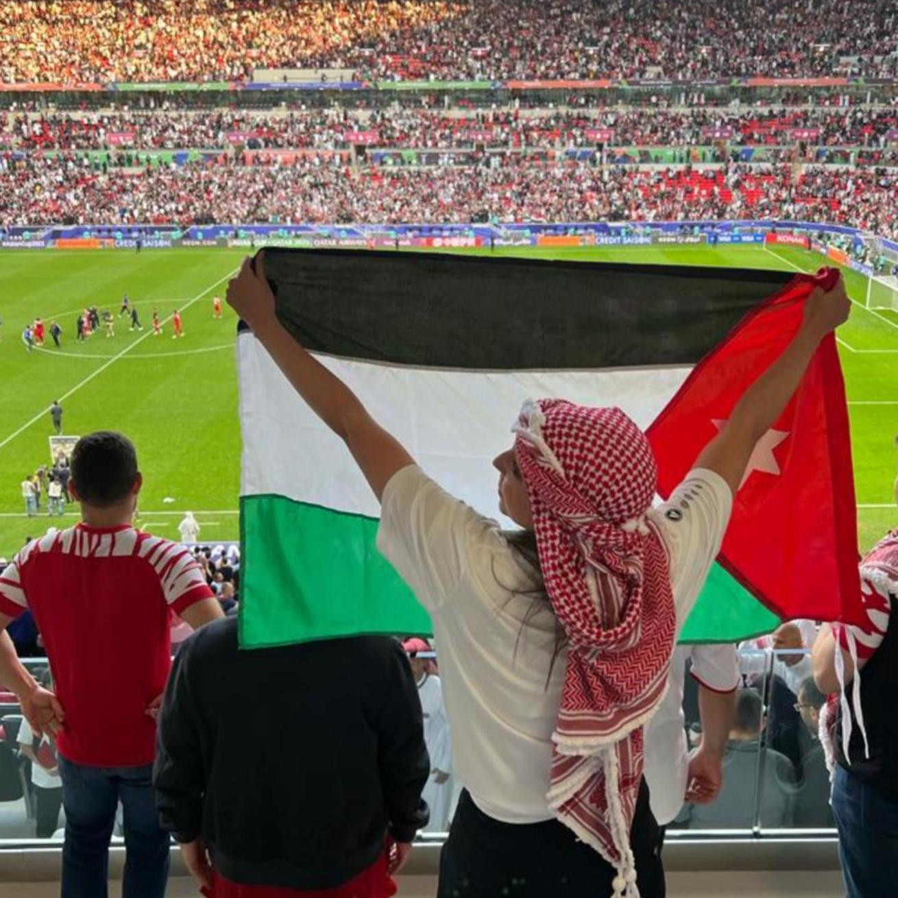 من مباراة الأردن وطاجيكستان في قطر