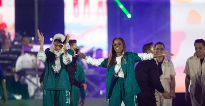 داليا مبارك و زينة عماد من الحفل الختامي لدورة الألعاب السعودية - صورة من تويتر