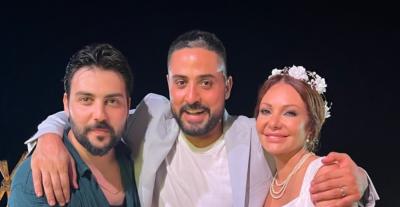 نادين تحسين بيك و إياد عيسى مع الممثل يوشع محمود - صورة من إنستقرام