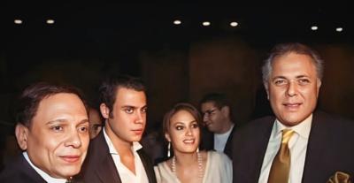 محمد إمام مع والدهعادل إمام و محمود عبد العزيز و هند صبري