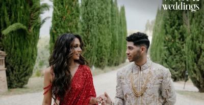 مينا مسعود و عروسه إميلي شاه - صورة من حساب مجلة VOGUE India