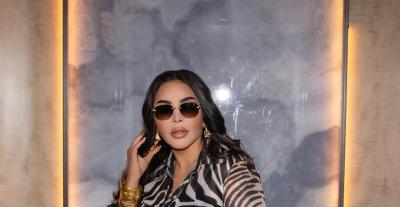 أحلام باطلالة بنقشة الزيبرا من سكياباريللي - الصورة من حساب انستغرام أحلام 