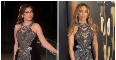 فستان واحد… وإطلالتان مختلفتان بين أنغام وجينيفر لوبيز