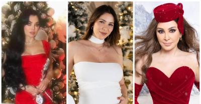 إطلالات النجمات في ليلة الميلاد بين الأحمر والأبيض والأسود - الصور من انستغرام النجمات 