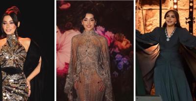 فساتين الكاب تتصدر إطلالات النجمات العربيات هذا الموسم