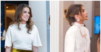 تنورة Dries Van Noten وبنطلون Palazzo في أناقة الملكة رانيا